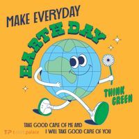 Funny Make Everyday Earth Day Think Green Cartoon Earth Long Sleeve Shirt thumb 2