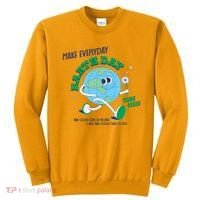 Funny Make Everyday Earth Day Think Green Cartoon Earth Sweatshirt thumb 0