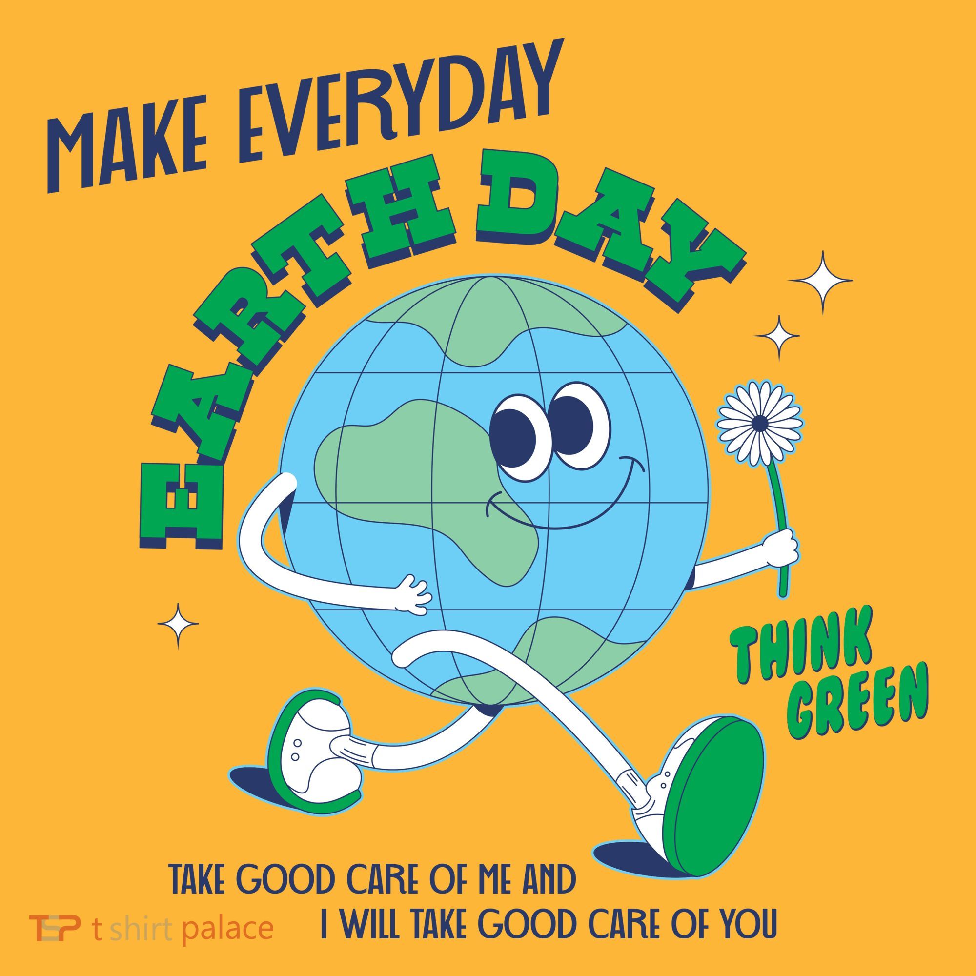 Funny Make Everyday Earth Day Think Green Cartoon Earth Sweatshirt