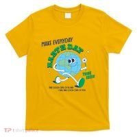 Funny Make Everyday Earth Day Think Green Cartoon Earth T-Shirt thumb 0