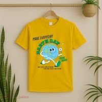 Funny Make Everyday Earth Day Think Green Cartoon Earth T-Shirt thumb 2