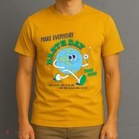Funny Make Everyday Earth Day Think Green Cartoon Earth T-Shirt thumb 3