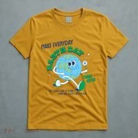 Funny Make Everyday Earth Day Think Green Cartoon Earth T-Shirt thumb 5