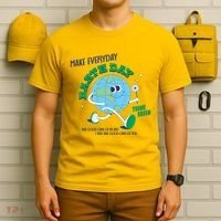 Funny Make Everyday Earth Day Think Green Cartoon Earth T-Shirt thumb 6