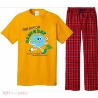 Funny Make Everyday Earth Day Think Green Cartoon Earth Pajama Set thumb 0