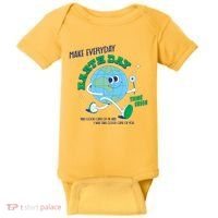 Funny Make Everyday Earth Day Think Green Cartoon Earth Baby Bodysuit thumb 0