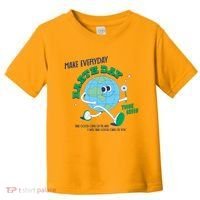 Funny Make Everyday Earth Day Think Green Cartoon Earth Toddler T-Shirt thumb 0