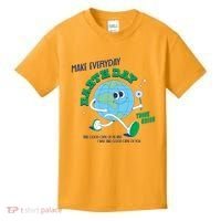 Funny Make Everyday Earth Day Think Green Cartoon Earth Kids T-Shirt thumb 0