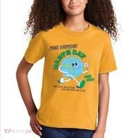 Funny Make Everyday Earth Day Think Green Cartoon Earth Kids T-Shirt thumb 2