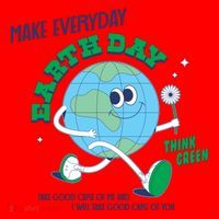 Funny Make Everyday Earth Day Think Green Cartoon Earth Santa Hat thumb 1