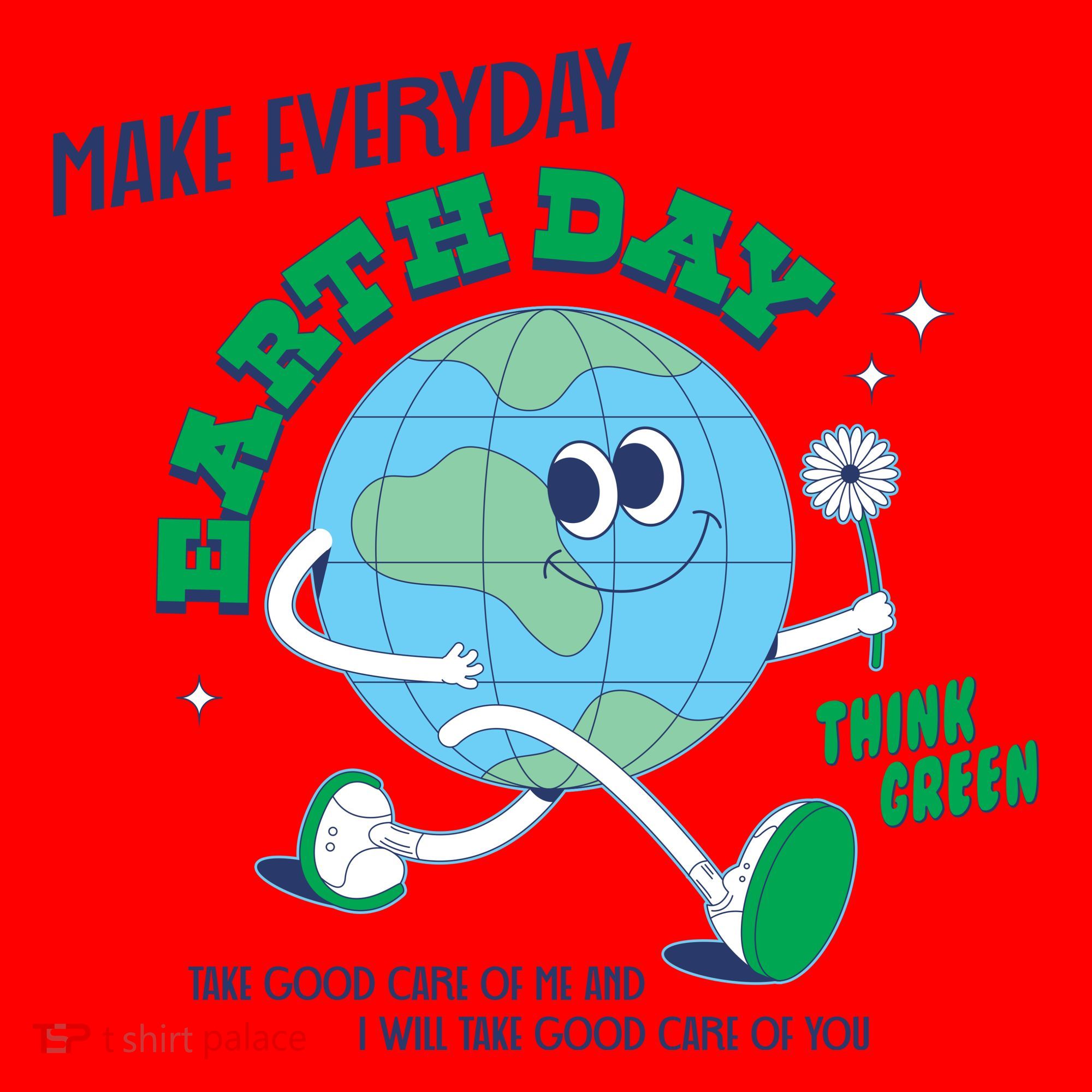 Funny Make Everyday Earth Day Think Green Cartoon Earth Santa Hat