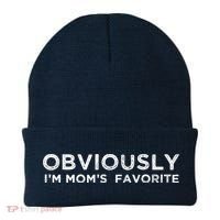 funny moms favorite, Obviously i'm mom's favorite Beanie thumb 0
