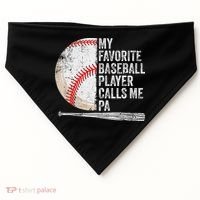 Funny My Favorite Baseball Player Calls Me Pa Father's Day USA-Made Doggie Bandana thumb 0