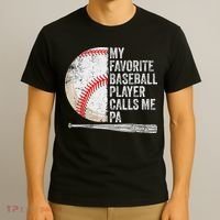 Funny My Favorite Baseball Player Calls Me Pa Father's Day T-Shirt thumb 3