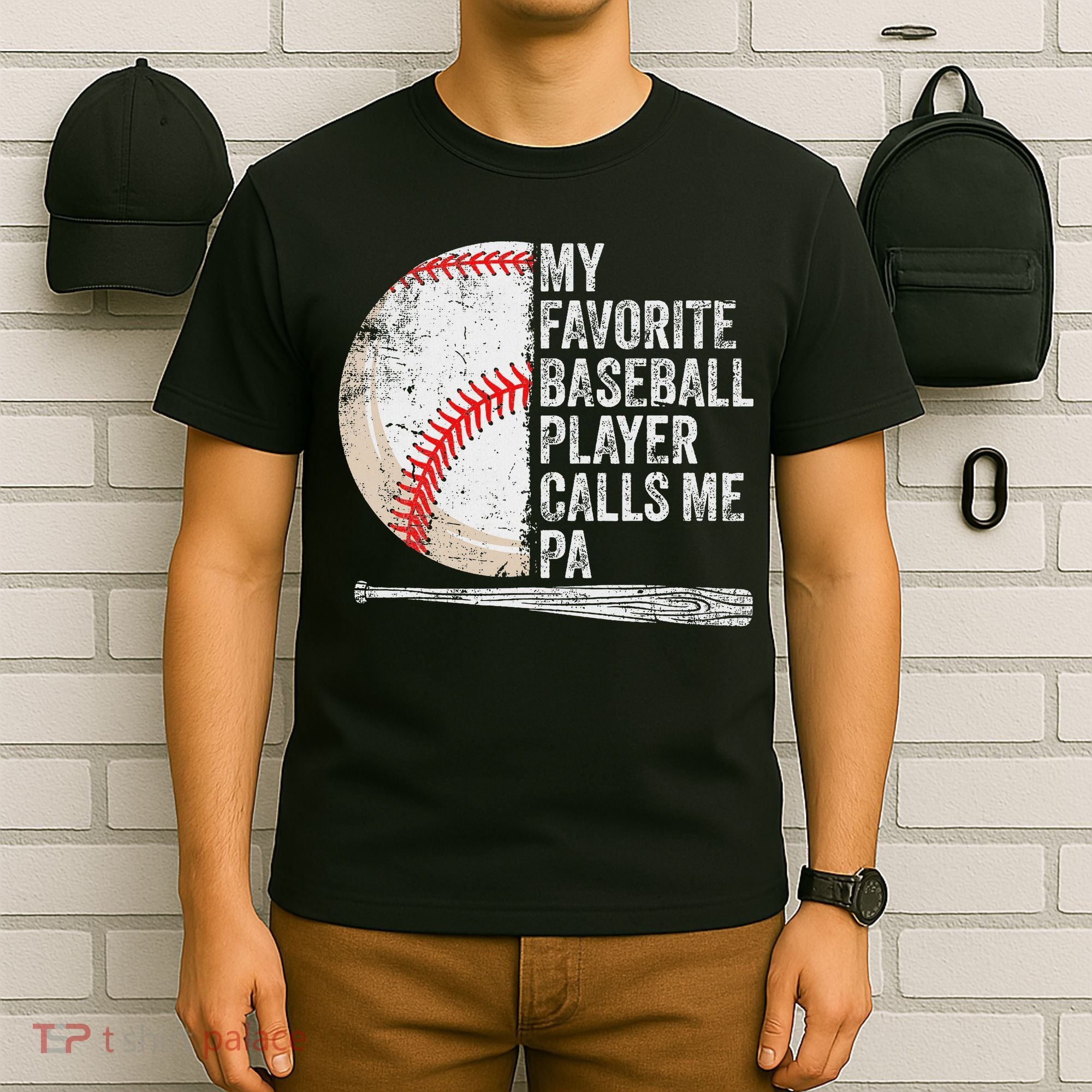 Funny My Favorite Baseball Player Calls Me Pa Father's Day T-Shirt