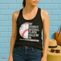 Funny My Favorite Baseball Player Calls Me Pa Father's Day Women's Tank Top thumb 2