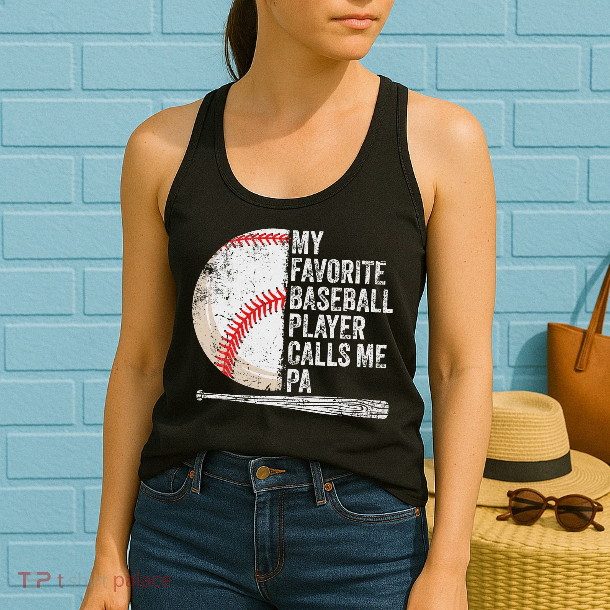 Funny My Favorite Baseball Player Calls Me Pa Father's Day Women's Tank Top