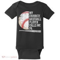 Funny My Favorite Baseball Player Calls Me Pa Father's Day Baby Bodysuit thumb 0