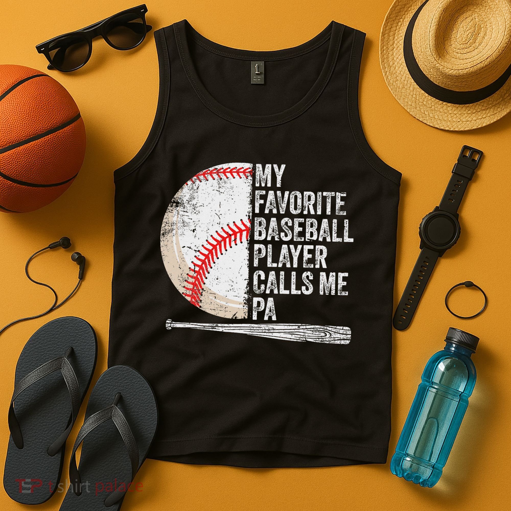 Funny My Favorite Baseball Player Calls Me Pa Father's Day Tank Top