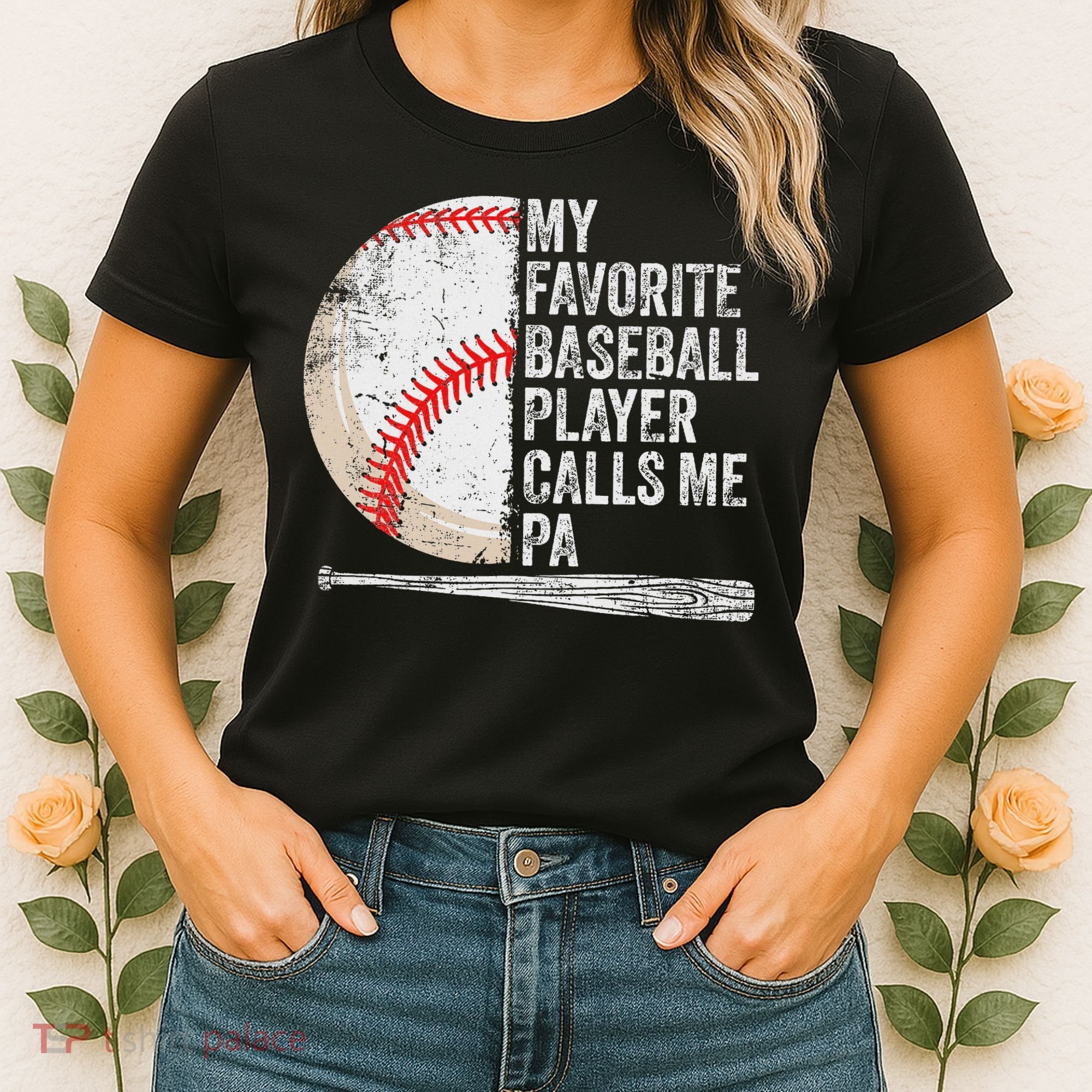 Funny My Favorite Baseball Player Calls Me Pa Father's Day Women's T-Shirt