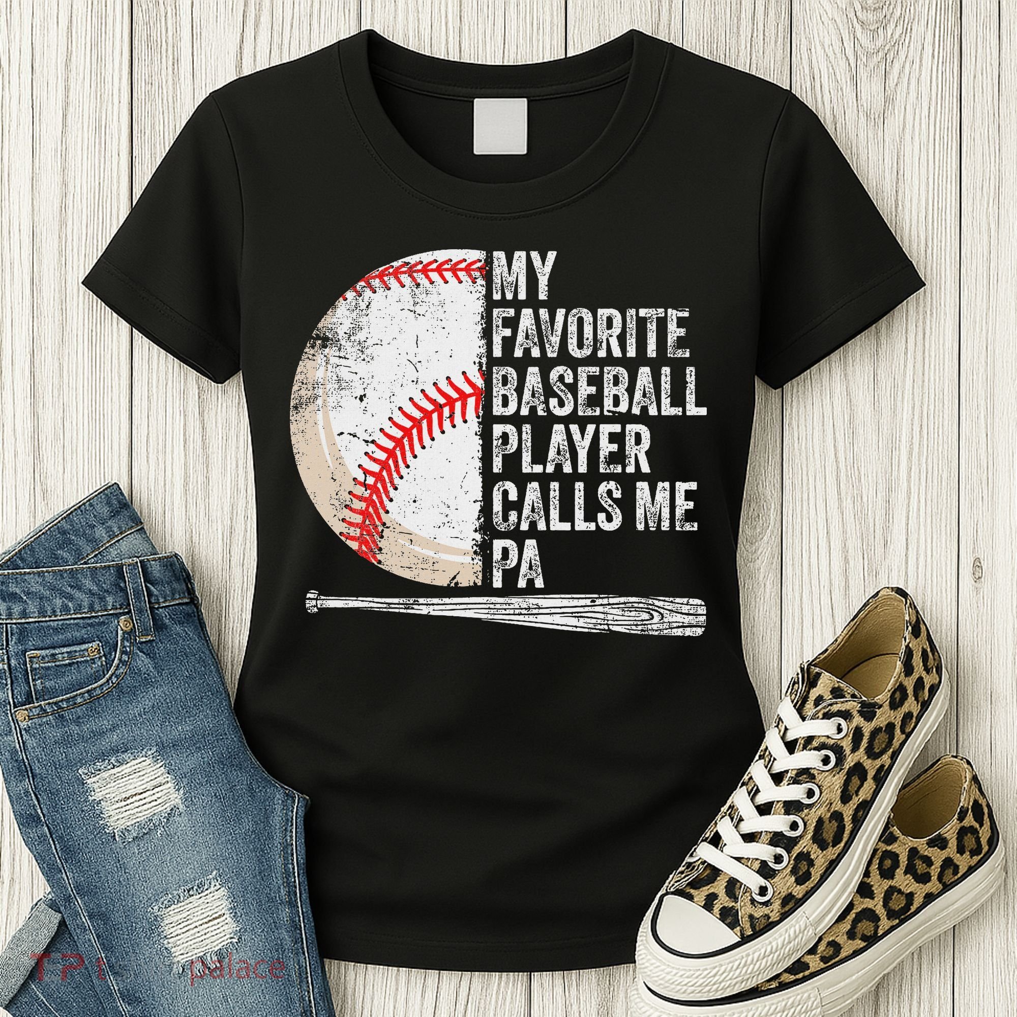 Funny My Favorite Baseball Player Calls Me Pa Father's Day Women's T-Shirt
