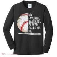 Funny My Favorite Baseball Player Calls Me Pa Father's Day Kids Long Sleeve Shirt thumb 0