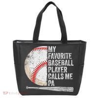 Funny My Favorite Baseball Player Calls Me Pa Father's Day Tote Bag thumb 0