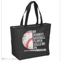 Funny My Favorite Baseball Player Calls Me Pa Father's Day Tote Bag thumb 2