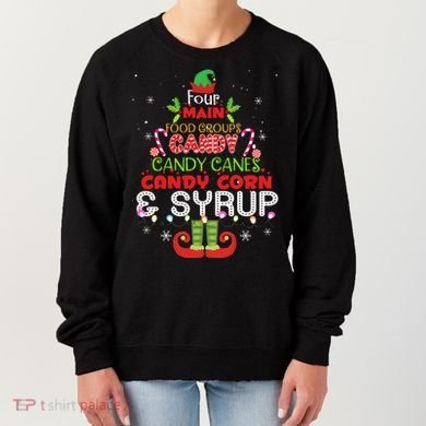 Four Main Food Groups Elf Buddy Christmas Pajama  Women's Sweatshirt