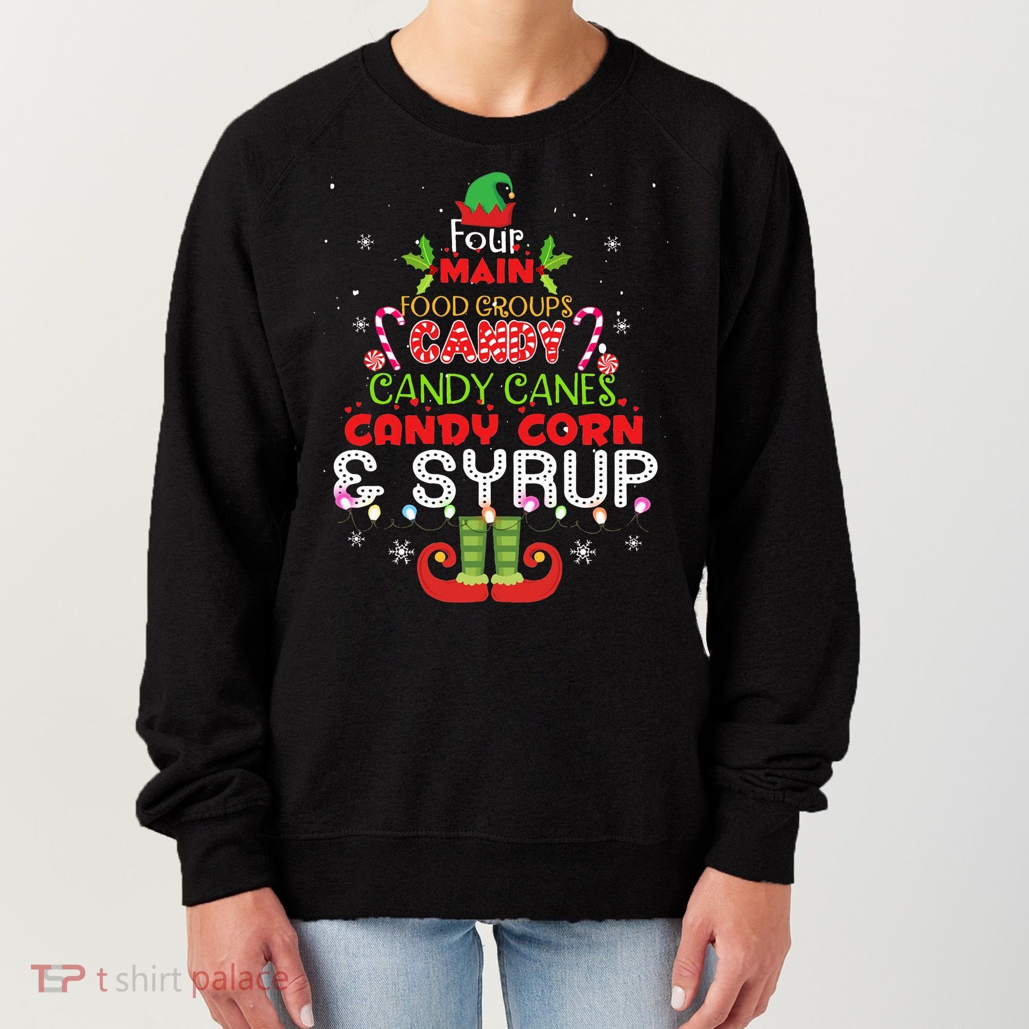 Four Main Food Groups Elf Buddy Christmas Pajama  Women's Sweatshirt