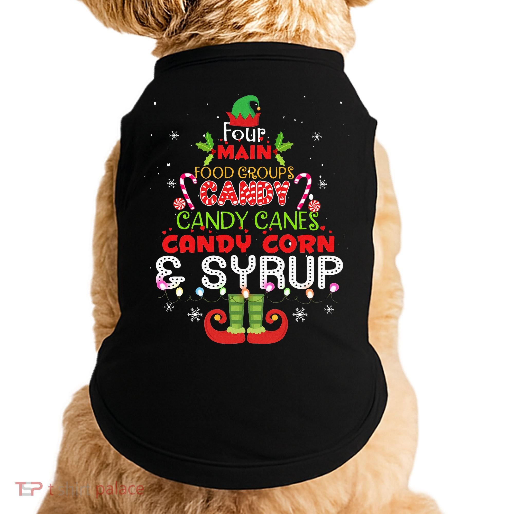Four Main Food Groups Elf Buddy Christmas Pajama  Doggie Tank
