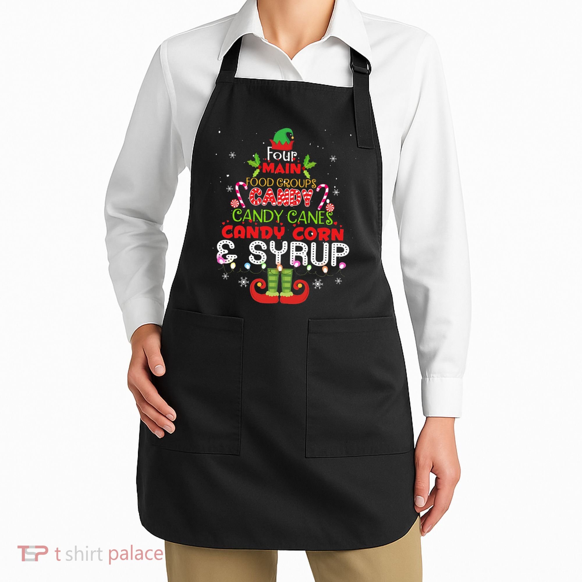 Four Main Food Groups Elf Buddy Christmas Pajama  Apron