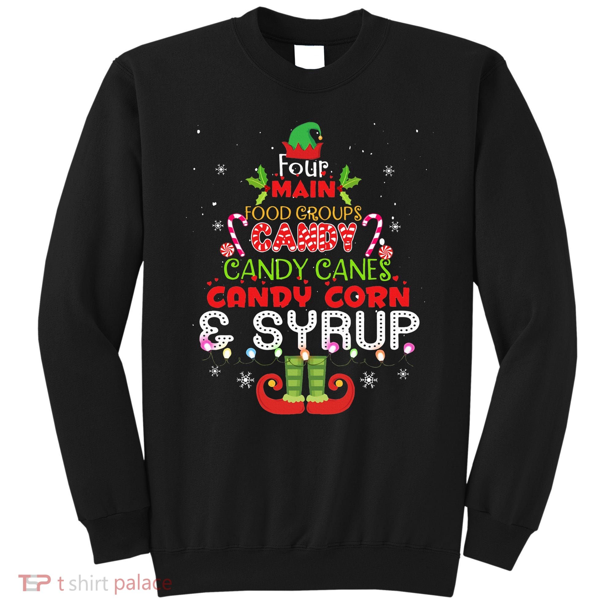 Four Main Food Groups Elf Buddy Christmas Pajama  Sweatshirt