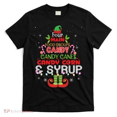 Four Main Food Groups Elf Buddy Christmas Pajama  T-Shirt