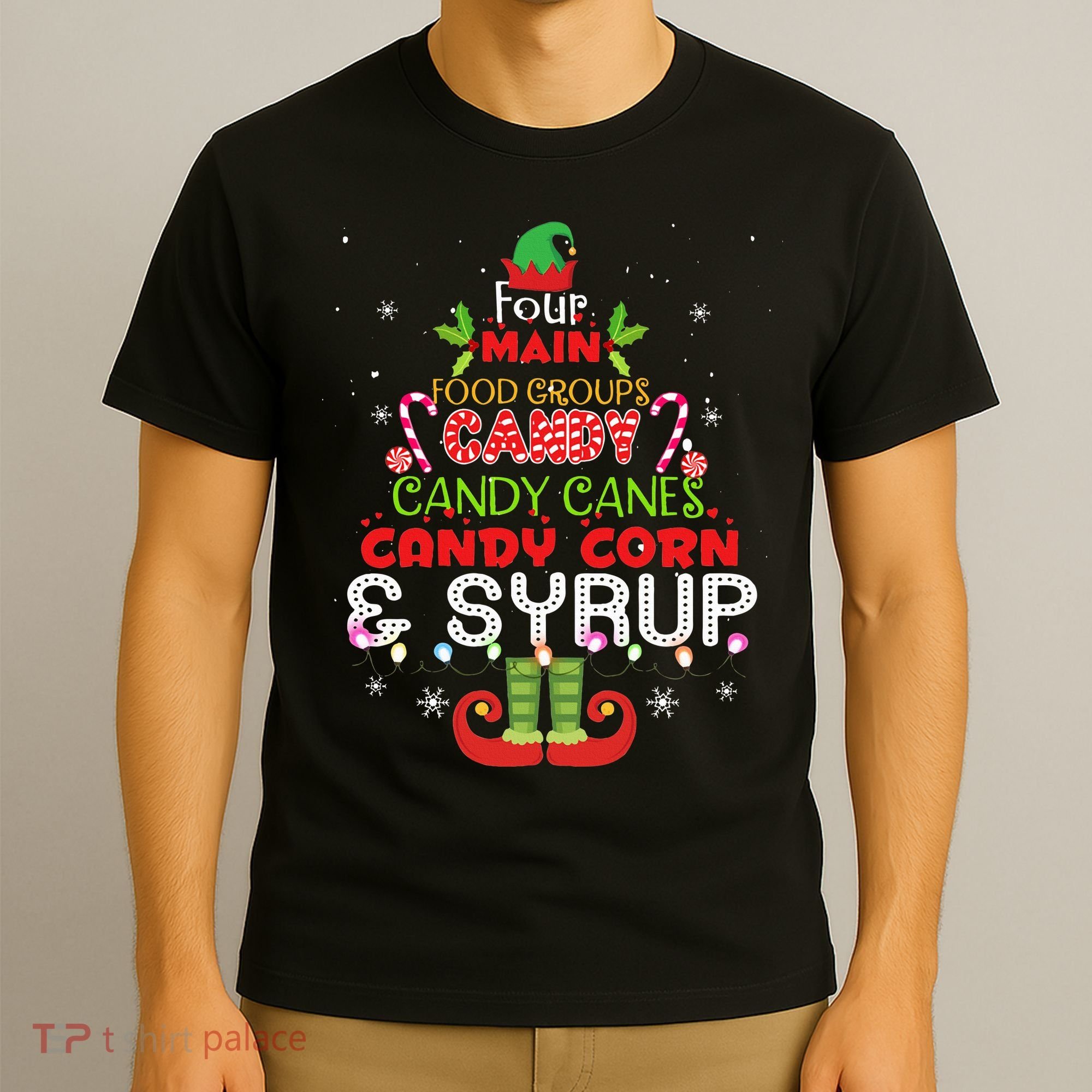 Four Main Food Groups Elf Buddy Christmas Pajama  T-Shirt
