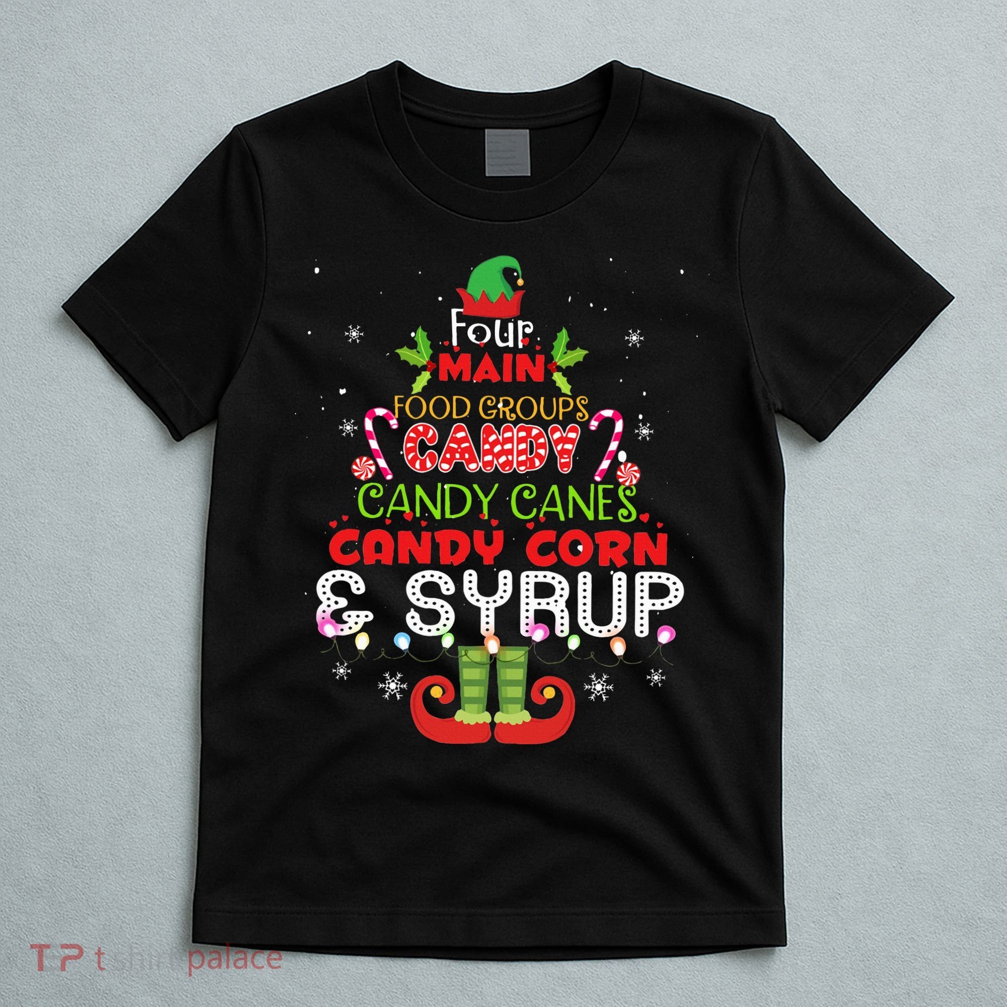 Four Main Food Groups Elf Buddy Christmas Pajama  T-Shirt