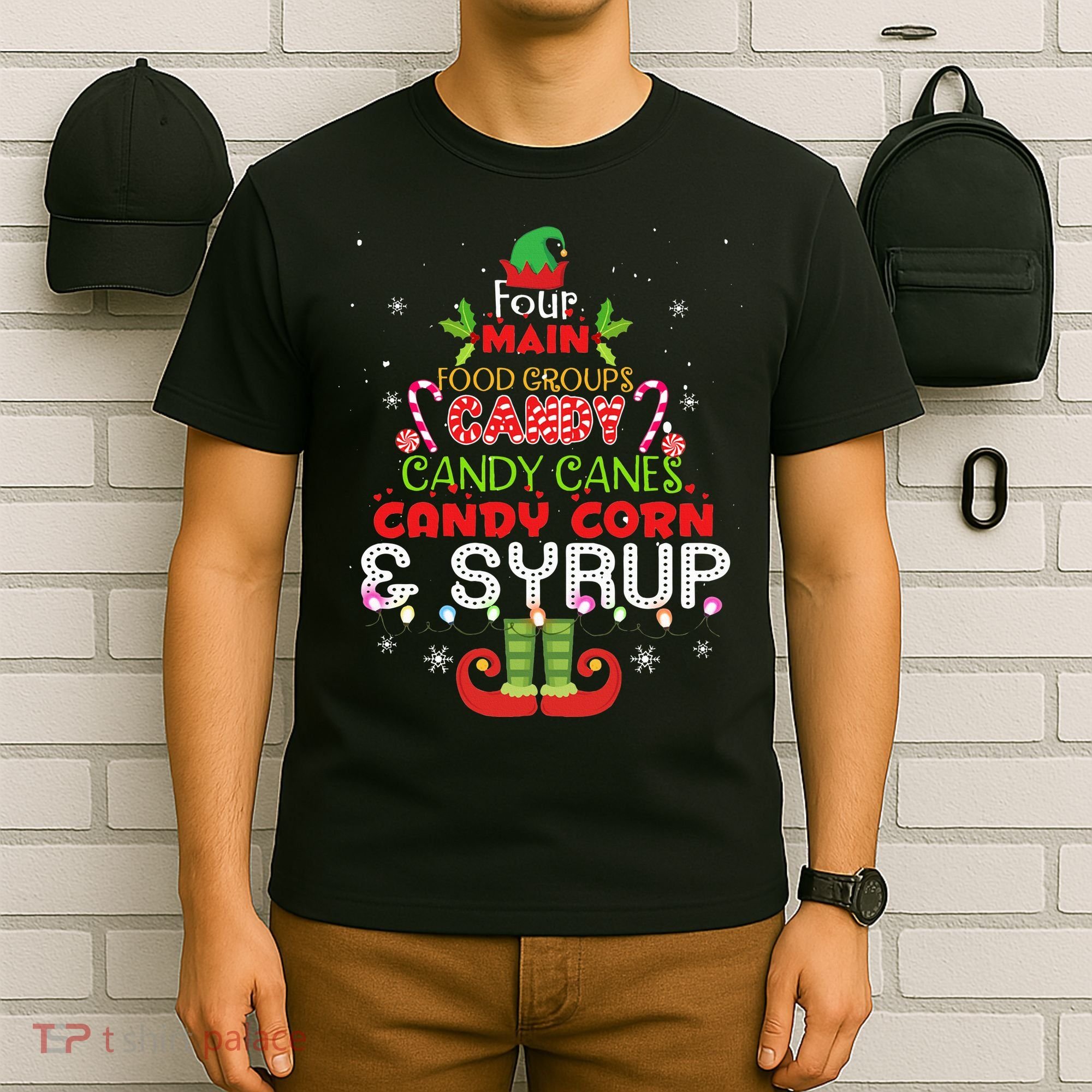 Four Main Food Groups Elf Buddy Christmas Pajama  T-Shirt