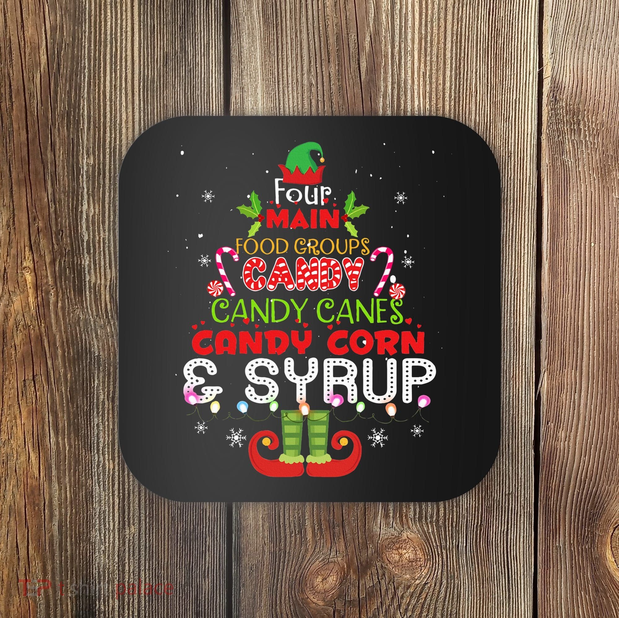 Four Main Food Groups Elf Buddy Christmas Pajama  Coaster