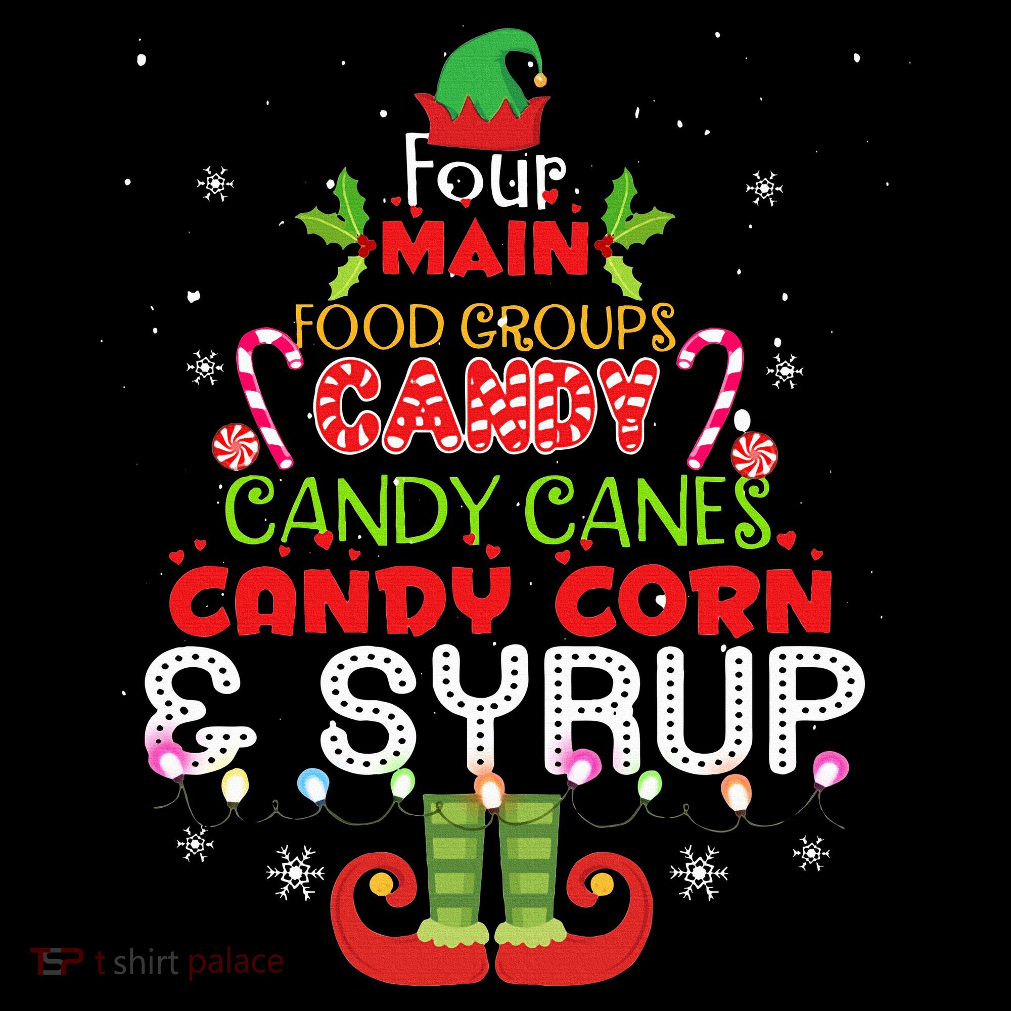 Four Main Food Groups Elf Buddy Christmas Pajama  Women's Tank Top