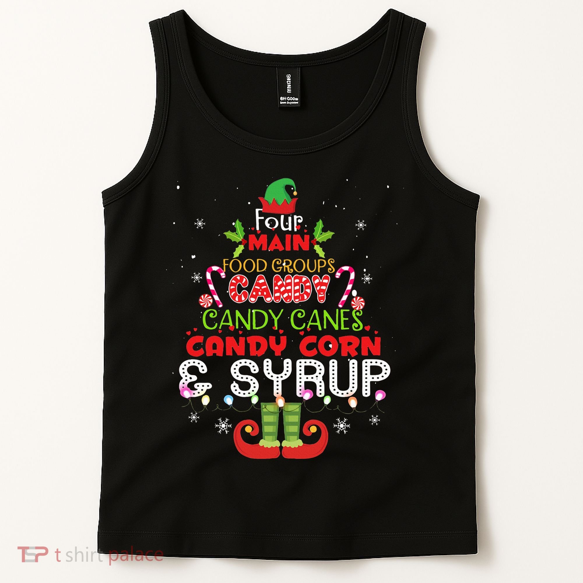Four Main Food Groups Elf Buddy Christmas Pajama  Tank Top