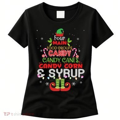 Four Main Food Groups Elf Buddy Christmas Pajama  Women's T-Shirt
