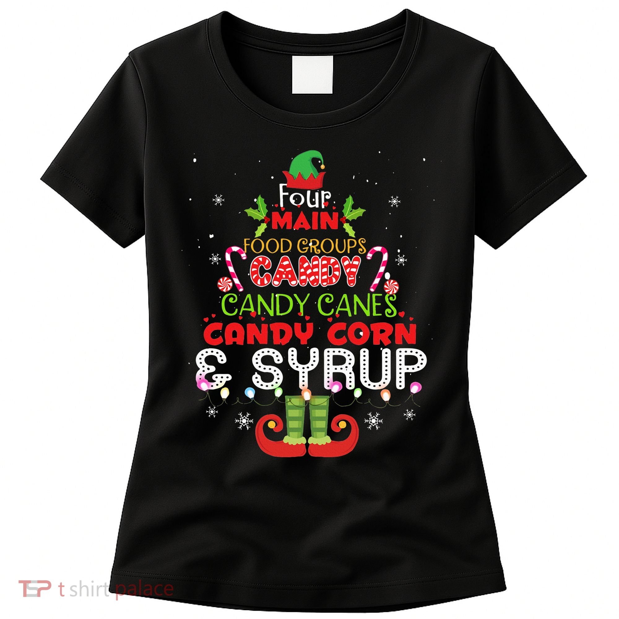 Four Main Food Groups Elf Buddy Christmas Pajama  Women's T-Shirt