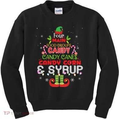 Four Main Food Groups Elf Buddy Christmas Pajama  Kids Sweatshirt