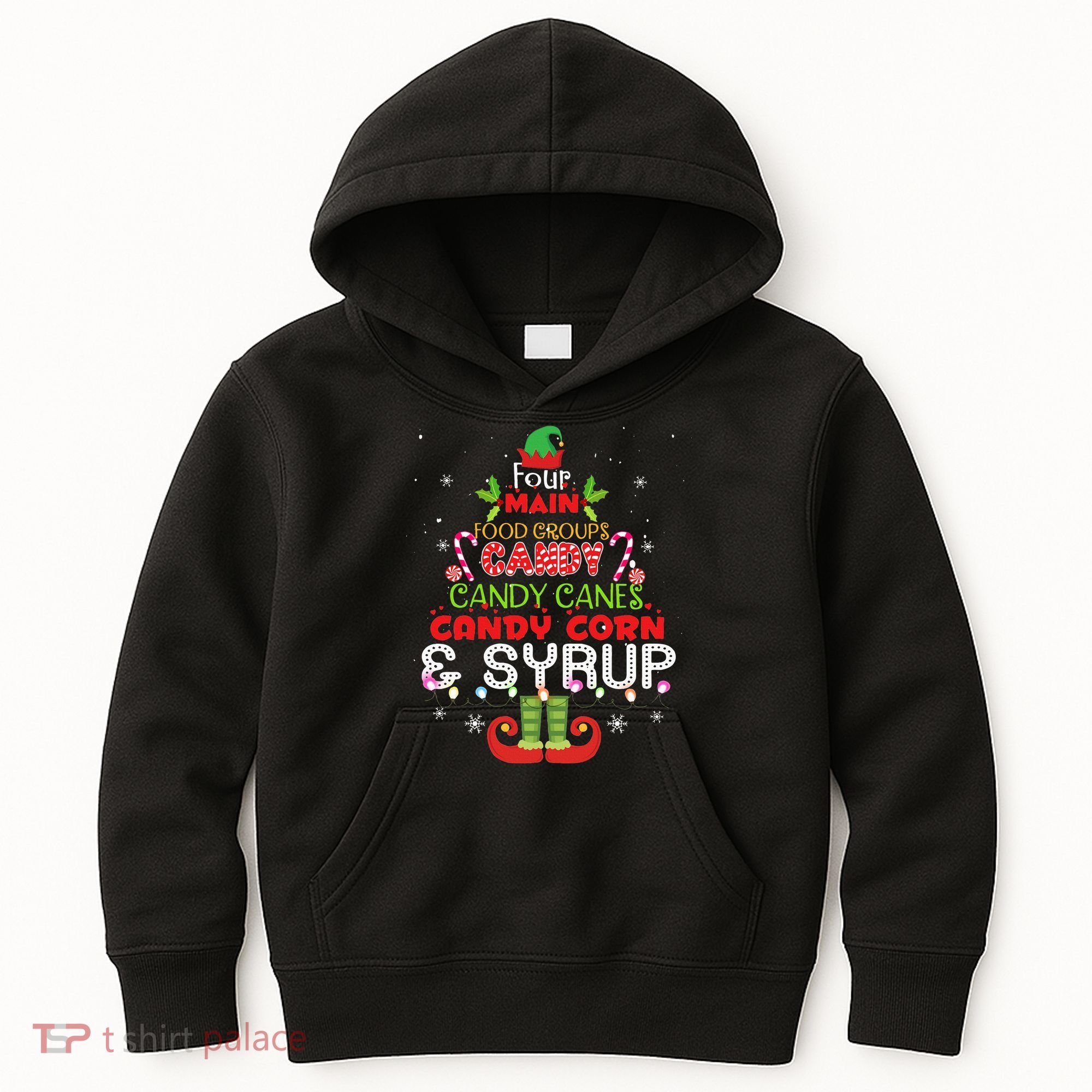 Four Main Food Groups Elf Buddy Christmas Pajama  Kids Hoodie