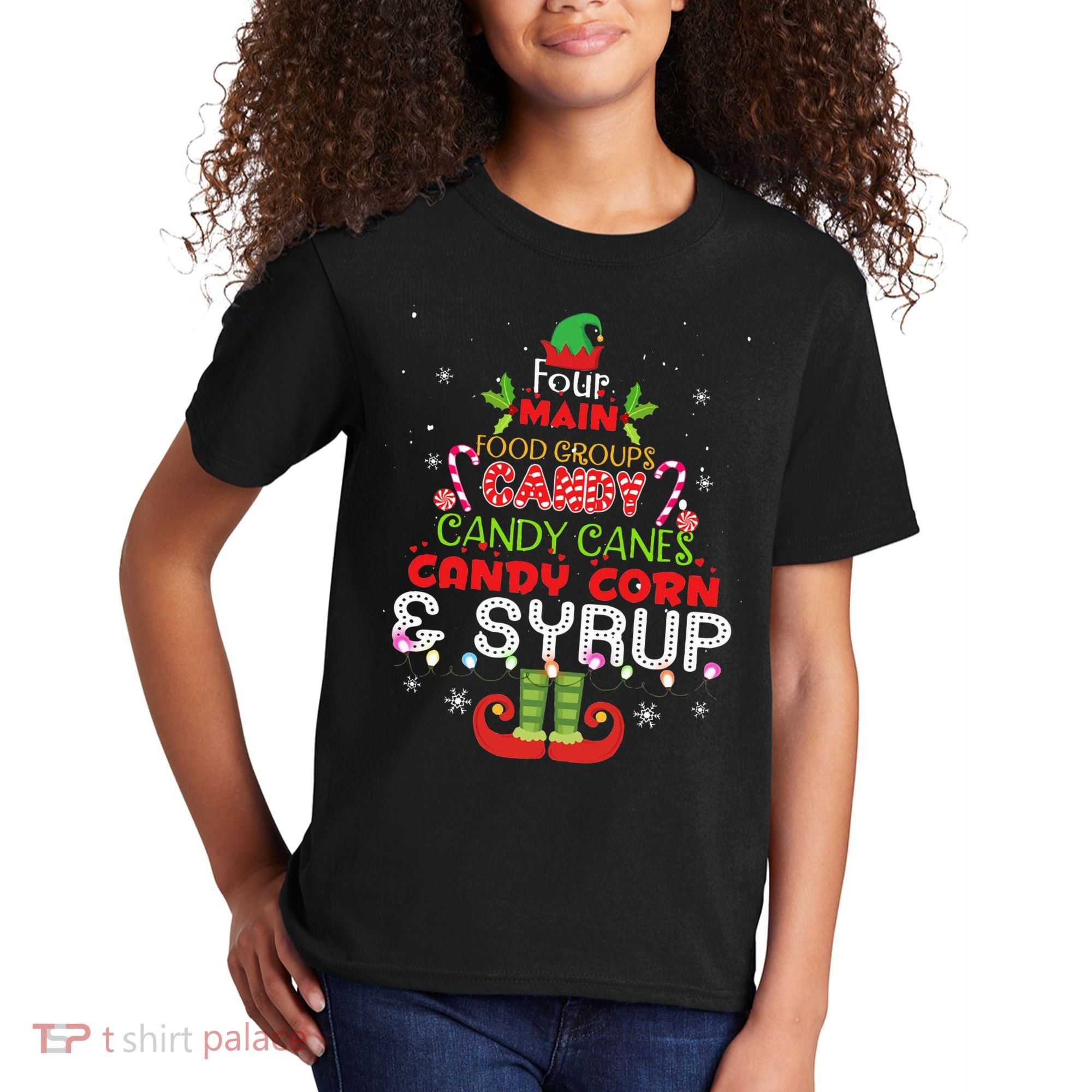 Four Main Food Groups Elf Buddy Christmas Pajama  Kids T-Shirt
