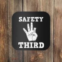 Funny Missing Finger Safety Third Fireworks July 4th Joke Coaster thumb 0