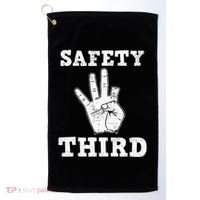 Funny Missing Finger Safety Third Fireworks July 4th Joke Golf Towel thumb 0