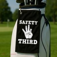 Funny Missing Finger Safety Third Fireworks July 4th Joke Golf Towel thumb 2