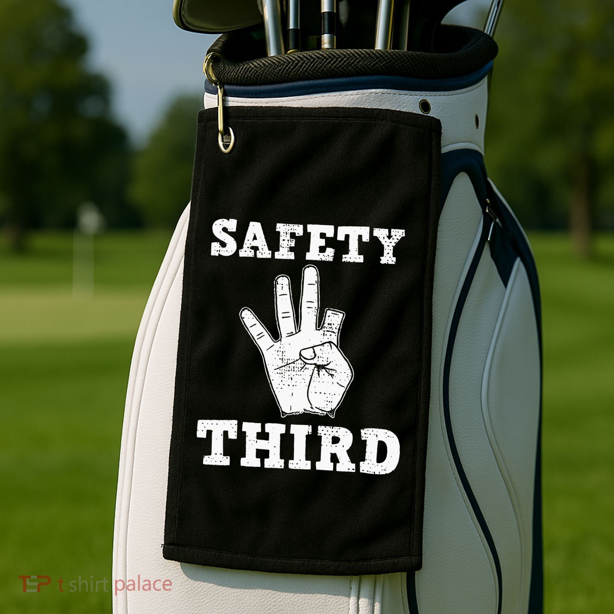 Funny Missing Finger Safety Third Fireworks July 4th Joke Golf Towel
