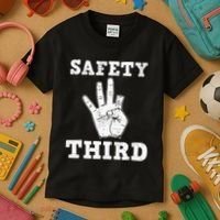 Funny Missing Finger Safety Third Fireworks July 4th Joke Kids T-Shirt thumb 3